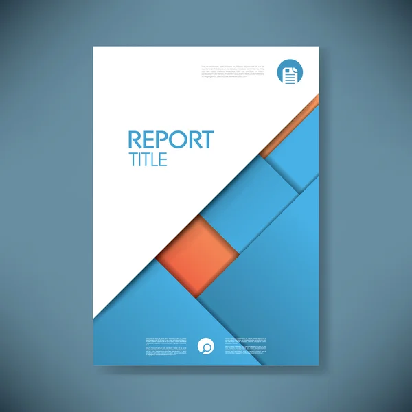 Business report cover template on blue material design background. Brochure or presentation title page.