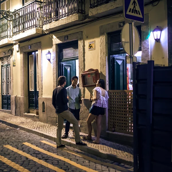 People talking on Lisbon street