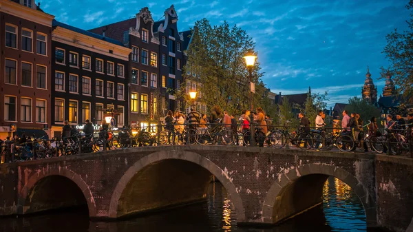 Street view at night  in Amsterdam
