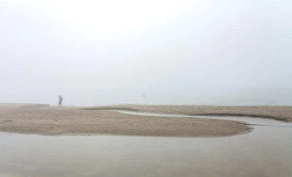Man in fog on the shore