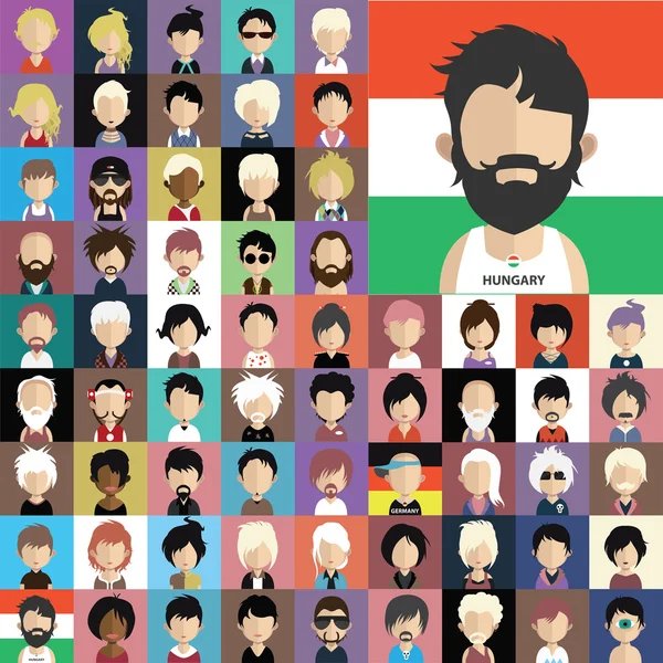 Set of people icons with faces.
