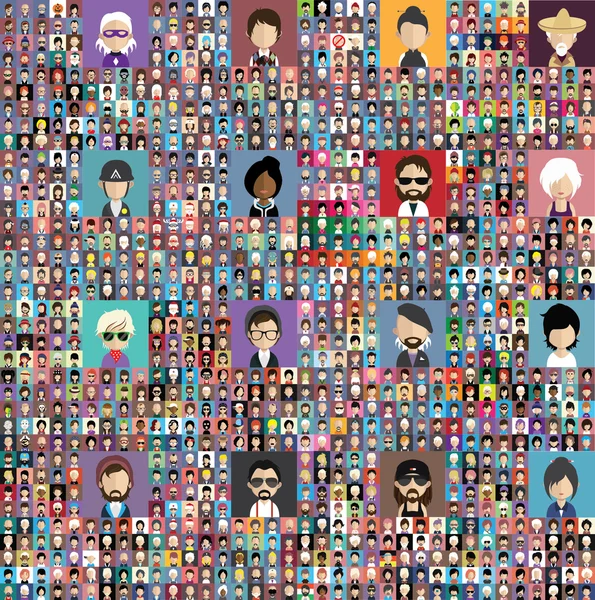 Set of people icons with faces.