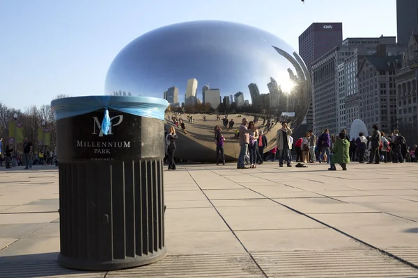 CHICAGO - APR 5. Millennium Park, Chicago on April 5th 2015. Cloud Gate, also known as the Bean is in Millennium Park, the Loop, Chicago. Admission is free.