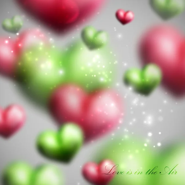 Vector holiday illustration of flying blurred multicolored hearts. Happy Valentines Day or wedding background