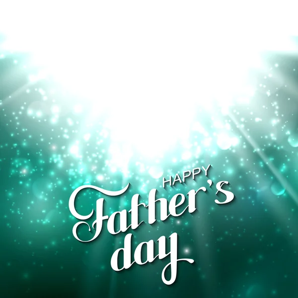 Handwritten Happy Fathers Day retro label with light rays.