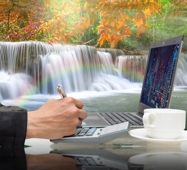 Businessman working with laptop