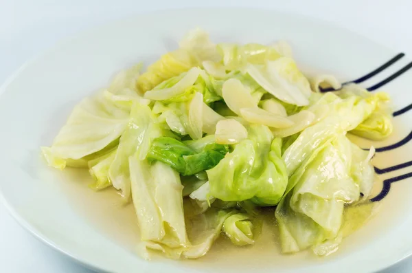 Stir-fried cabbage with fish sauce in the plate