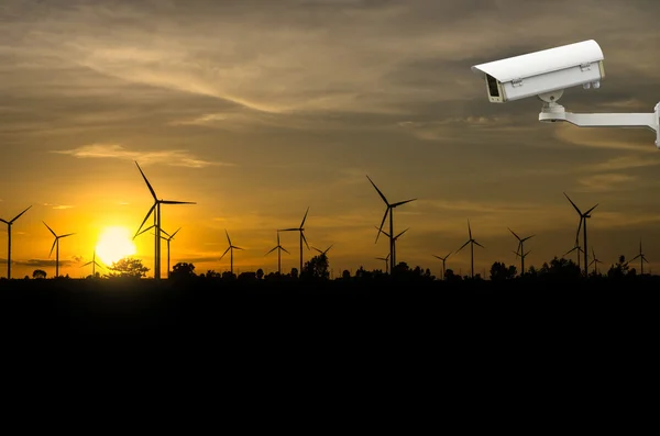 CCTV security camera with Wind turbine power generator with suns