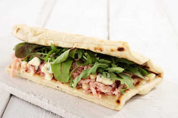 Ham hock flat bread sandwich