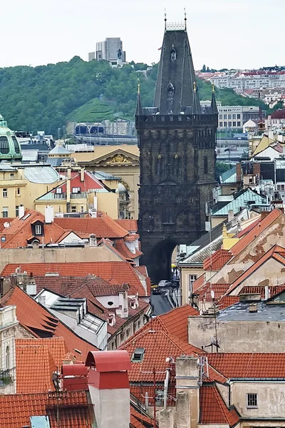 Top view of Powder Tower in Prague, Czech Republic