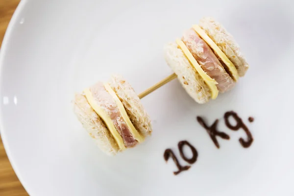Weight control concept-mini sandwiches in dumbbell shape