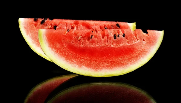 Slices and slice watermelon isolated black