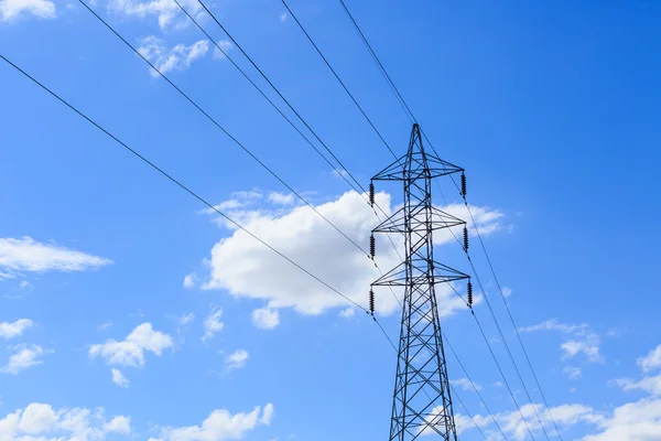 Electricity pole on blue sky
