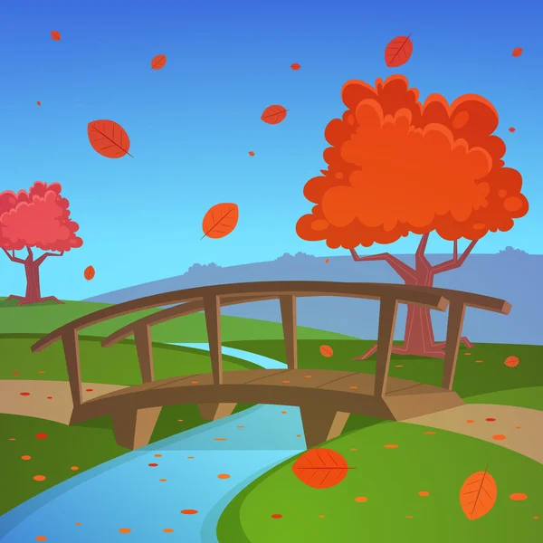 Autumn landscape with bridge