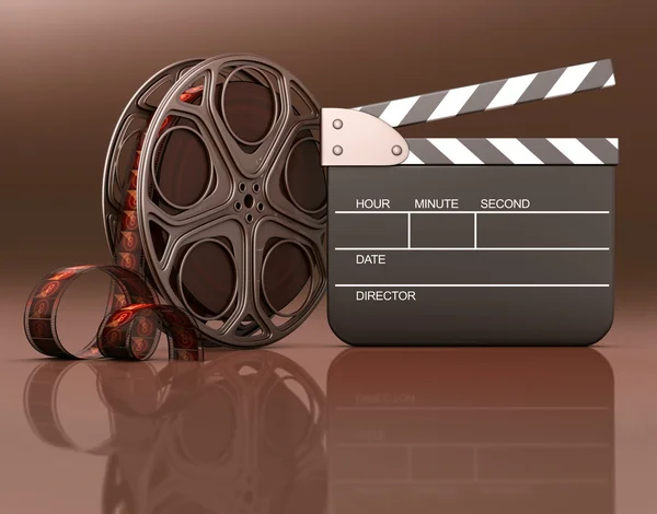 Roll of film with a clapboard beside