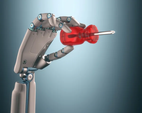 Robot hand holding a screwdriver