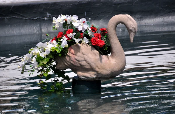Newport, RI: Swan Planter in Fountain at Rosecliff