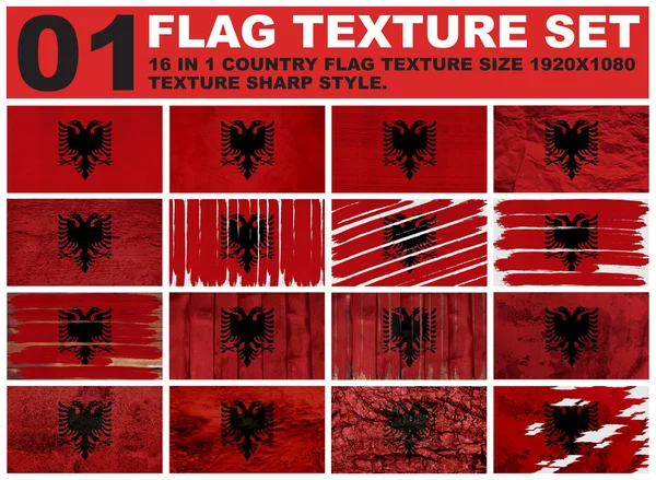 Albania Flag texture set resolution 1920x1080 pixel 16 in 1