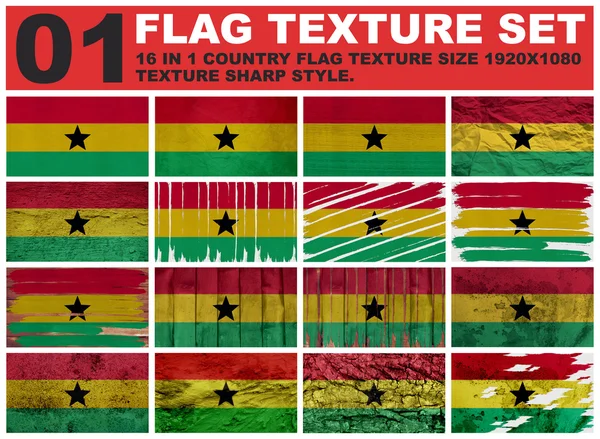 Ghana Flag texture set resolution 1920x1080 pixel 16 in 1