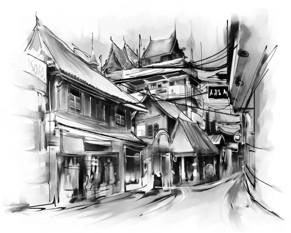 Illustration of city street