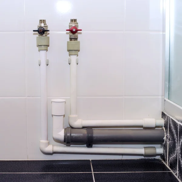 Plastic pipes for hot and cold water in the bathroom for water c