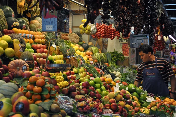 Barcelona, Spain, June 7, 2013 - Fruit at the Boqueria market in