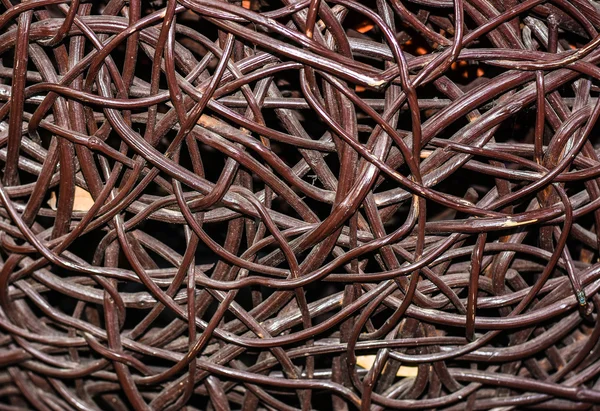 Brown rattan free form close up