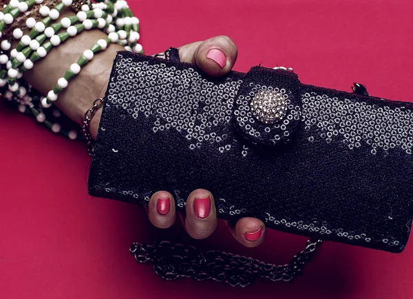 Stylish Ladies Accesories. Clutch and Jewelry.