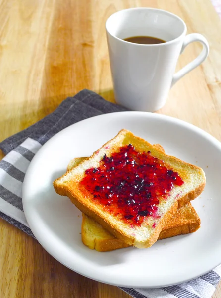 Breakfast of coffee and breads