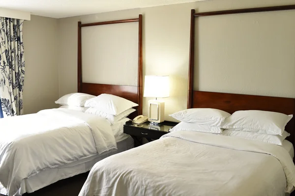 Hotel or motel bedroom