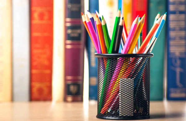 Colored pencils in pencil case