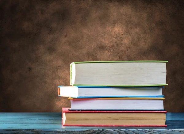 The books on wooden table