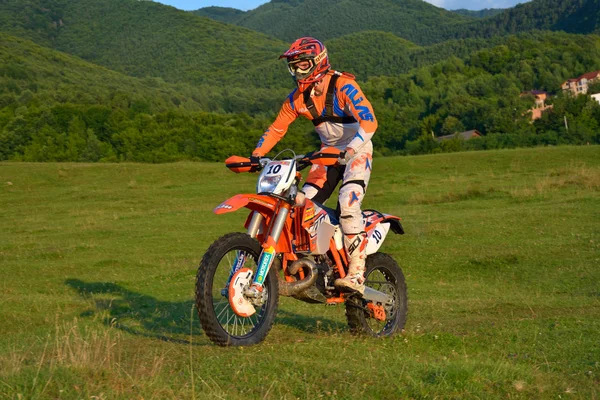 SIBIU, ROMANIA - JULY 18: Rienk Tuinstra competing in Red Bull ROMANIACS Hard Enduro Rally with a Husaberg 300 motorcycle. The hardest enduro rally in the world.