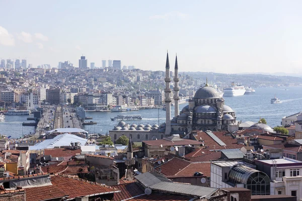 View of the New Mosque, Galata Bridge, Golden Horn and the Bosphorus. Istanbul. Turkey.