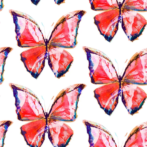 Seamless texture with beautiful red butterflies.