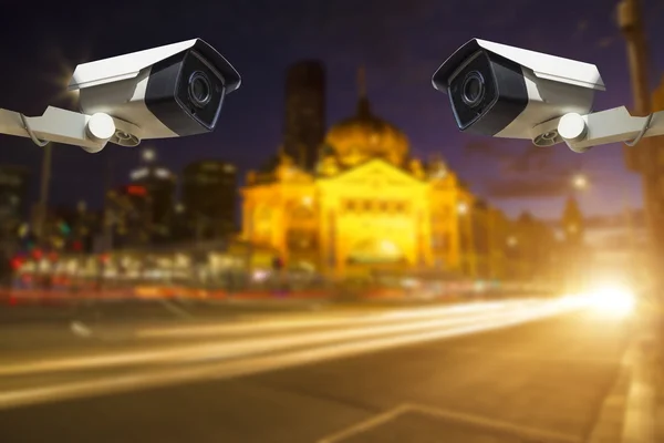 CCTV Security Camera or surveillance Operating on traffic road a