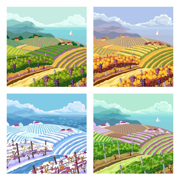 Four seasons. Rural landscapes.