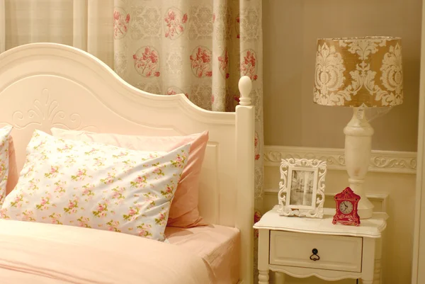 Pink vintage bedroom interior design