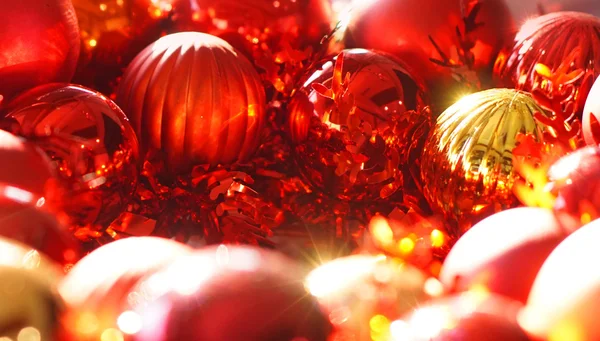 Red and gold christmas ornaments background
