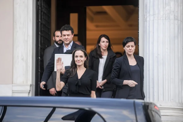 Angelina Jolie leaves the Greek Prime minister\'s office in Athen