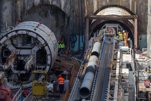 Tunnel Boring Machines at construction site of metro