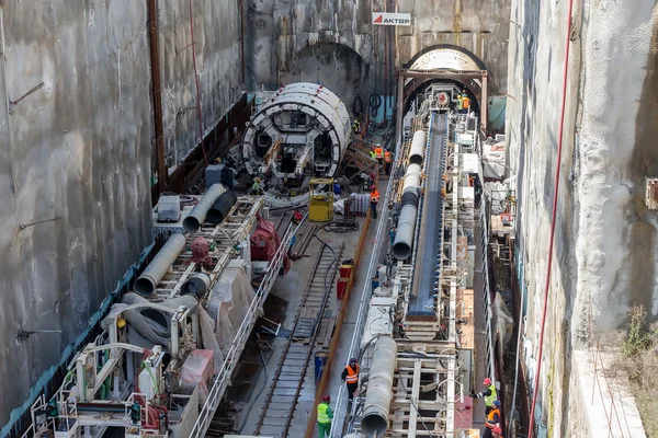 Tunnel Boring Machines at construction site of metro