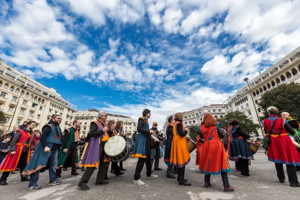 Drummers and musicians playing traditional music