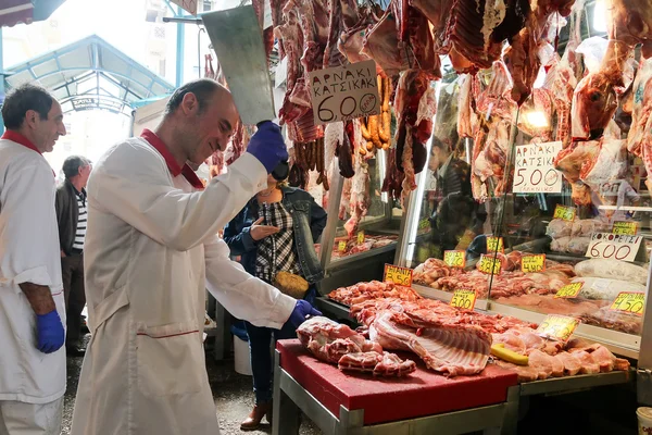 Butcher shop at Vlali Market in Thessalonik