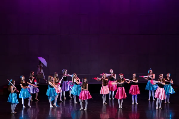 Dancers of dance school during performances ballet