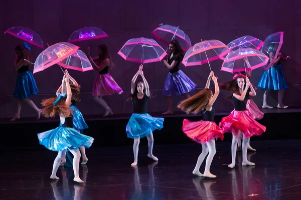 Dancers of dance school during performances ballet
