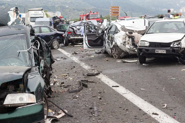 Large truck crashed into a number of cars and 4 people were kil