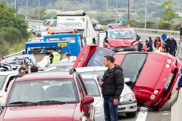 Large truck crashed into a number of cars and 4 people were kil