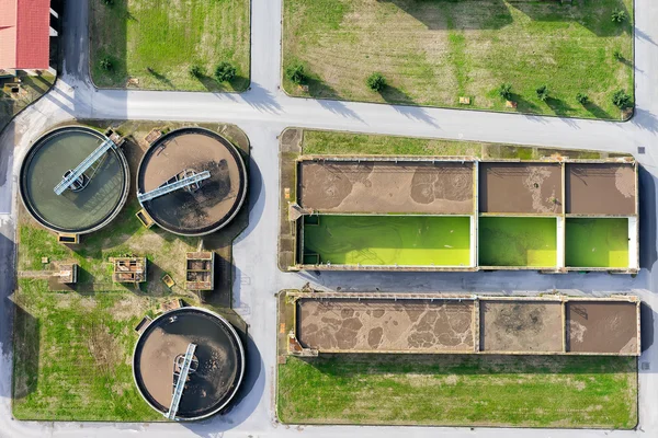Aerial view of Giannitsa city sewage treatment plant