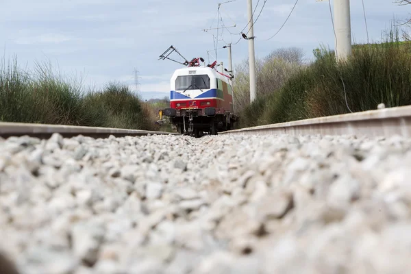 Derailed train coaches at the site of a train accident at the Ge